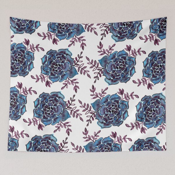 Item preview, Watercolor  houseleek - blue and burgundy designed and sold by wackapacka.