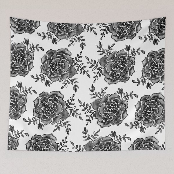 Item preview, Watercolor  houseleek - black and white designed and sold by wackapacka.