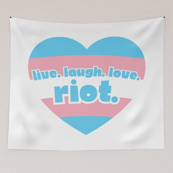 Item preview, Live. Laugh. Love. Riot. Trans Pride Flag Heart Blue - LGBTQIA+ Activist designed and sold by Kristalin Glass.