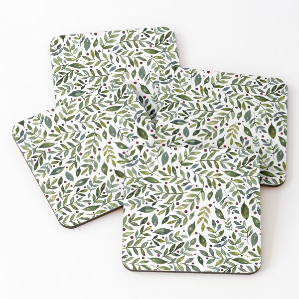 Item preview, Seasonal branches and berries - sap green and burgundy designed and sold by wackapacka.