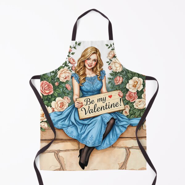 Item preview, Be my Valentine wooden table in a blond girls hand beautiful illustration designed and sold by EmeraldeaArt.