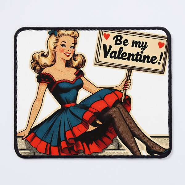 Item preview, Blond pinup girl with a wooden table: be my Valentine designed and sold by EmeraldeaArt.