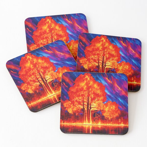 Item preview, Fiery Forest Ablaze in Vivid Colors designed and sold by Health And Fitness Posts e-Store.