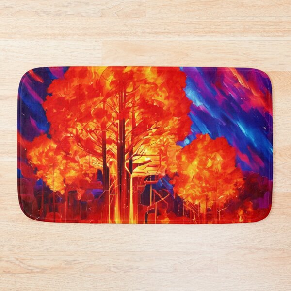 Item preview, Fiery Forest Ablaze in Vivid Colors designed and sold by Health And Fitness Posts e-Store.
