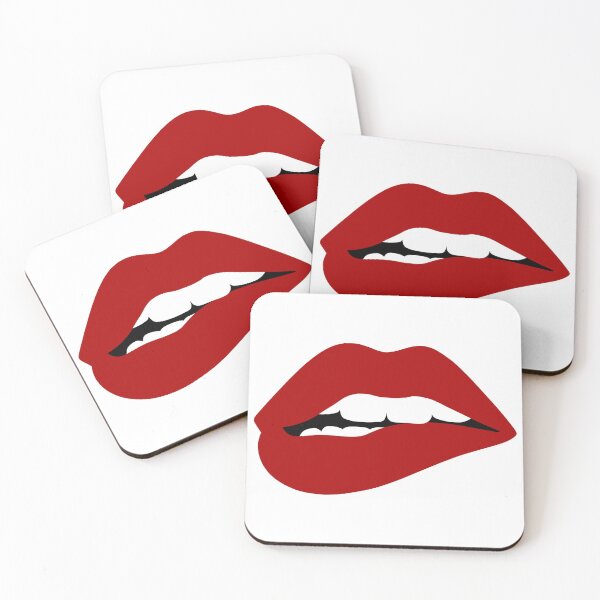 Item preview, Bold Red Lips Biting Flirty Expression designed and sold by theartfulaspie.