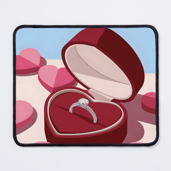 Item preview, a diamond engagement ring in a heart box simple flat style illustration designed and sold by EmeraldeaArt.