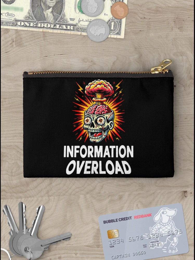 Thumbnail 3 of 4, Zipper Pouch, Information Overload: Brain Exploding, Help! designed and sold by DarkSenseDesign.