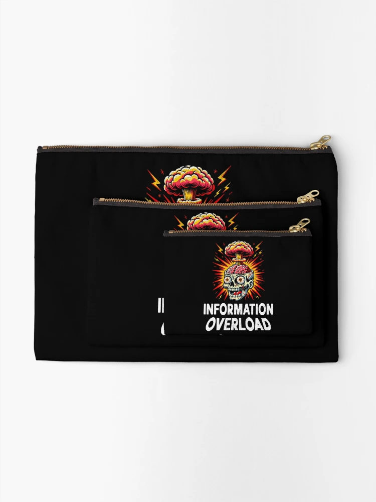Thumbnail 2 of 4, Zipper Pouch, Information Overload: Brain Exploding, Help! designed and sold by DarkSenseDesign.