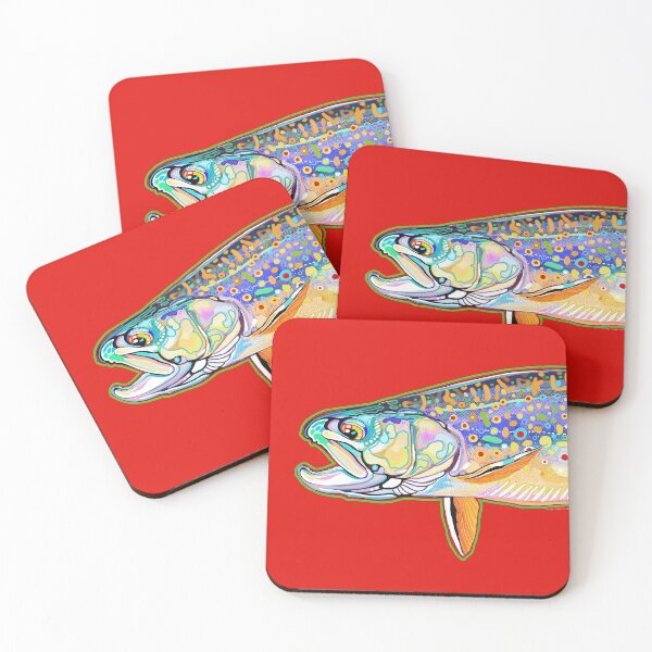 Item preview, Brook trout on red designed and sold by TrevorHawkinsArt.