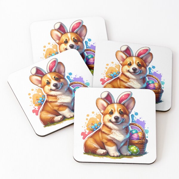 Item preview, Corgi Wearing Bunny Ears with Easter Basket Full of Eggs designed and sold by 2ndSketch.