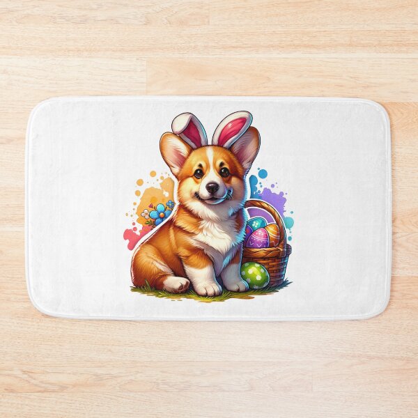 Item preview, Corgi Wearing Bunny Ears with Easter Basket Full of Eggs designed and sold by 2ndSketch.