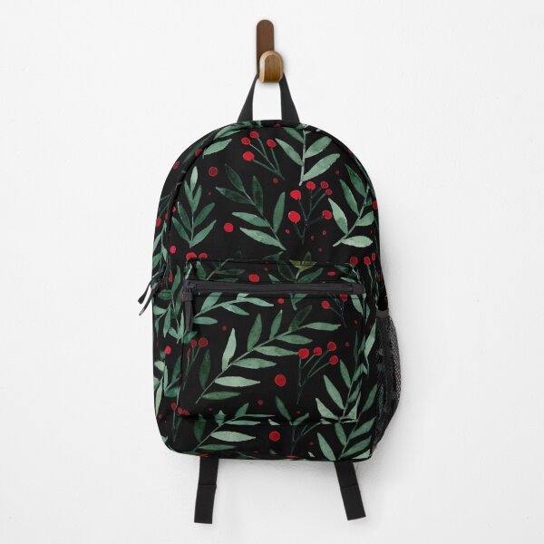 Item preview, Festive watercolor branches - green and red and black designed and sold by wackapacka.