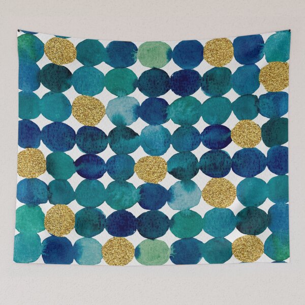 Item preview, Dots pattern - blue and gold designed and sold by wackapacka.