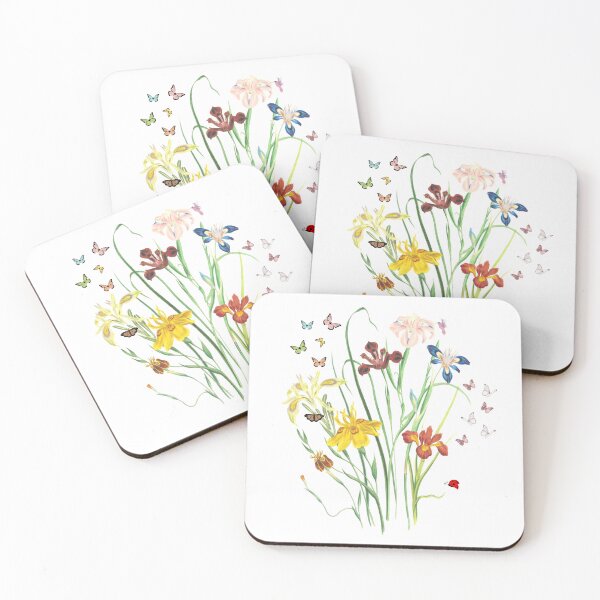 Item preview, Botanical lllustration and blue irises and butterflies designed and sold by LaUnArt.