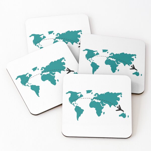 Item preview, World Map with Airplane Flight Path Travel Design designed and sold by theartfulaspie.