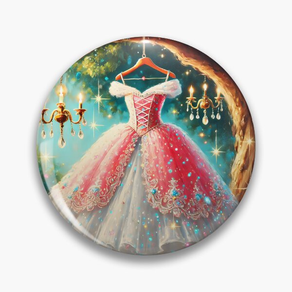 Item preview, Sparkling Fairytale dress pink-white on hanger trees chandelier oil painting stye designed and sold by EmeraldeaArt.