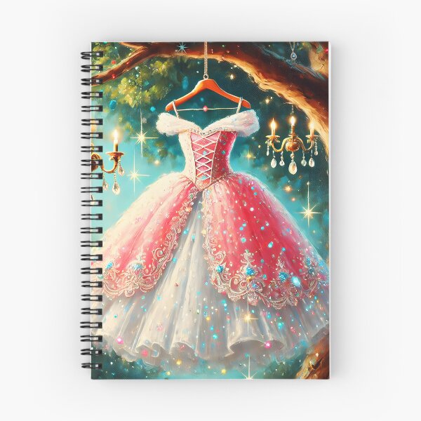 Item preview, Sparkling Fairytale dress pink-white on hanger trees chandelier oil painting stye designed and sold by EmeraldeaArt.