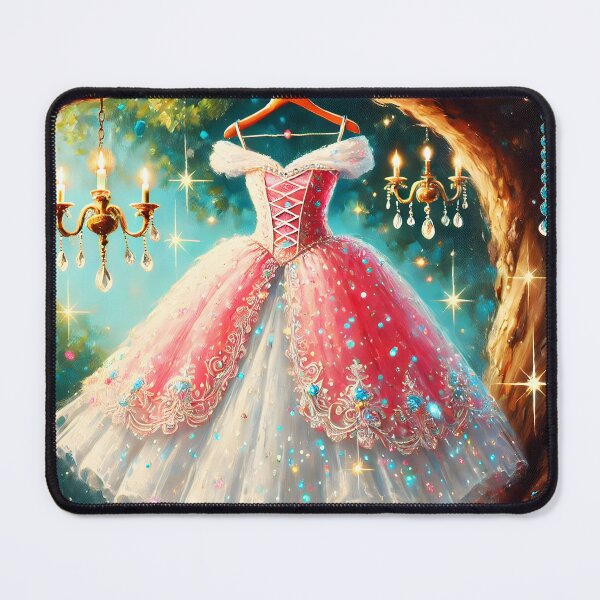 Item preview, Sparkling Fairytale dress pink-white on hanger trees chandelier oil painting stye designed and sold by EmeraldeaArt.