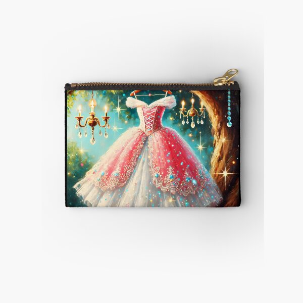 Item preview, Sparkling Fairytale dress pink-white on hanger trees chandelier oil painting stye designed and sold by EmeraldeaArt.