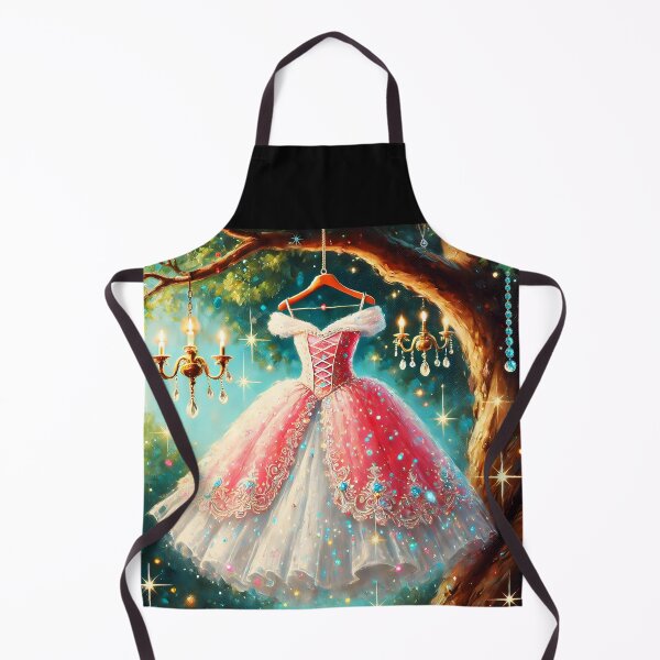 Item preview, Sparkling Fairytale dress pink-white on hanger trees chandelier oil painting stye designed and sold by EmeraldeaArt.