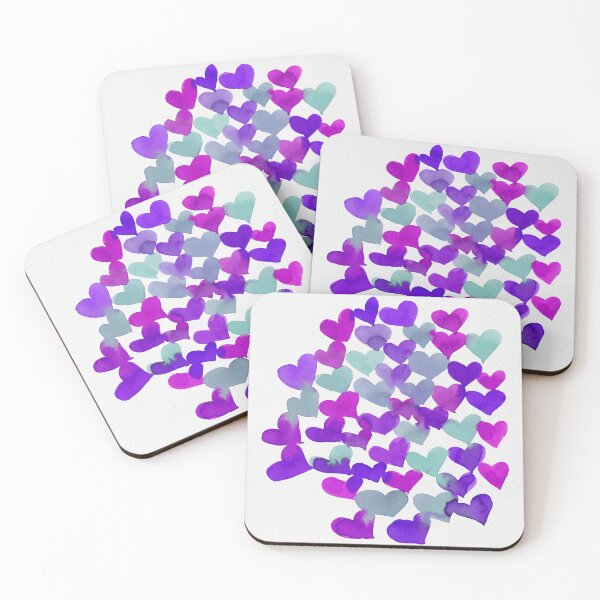 Item preview, Watercolor melting hearts - purple and aqua designed and sold by wackapacka.