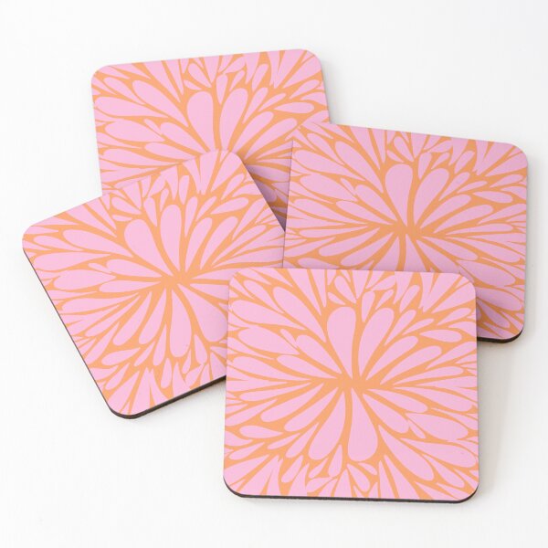 Item preview, Retro abstract floral burst - pastel pink and orange designed and sold by wackapacka.