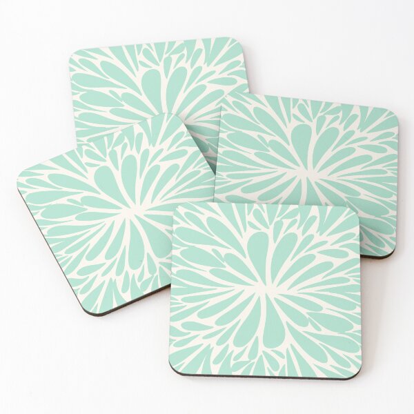 Item preview, Retro abstract floral burst - pastel turquoise designed and sold by wackapacka.
