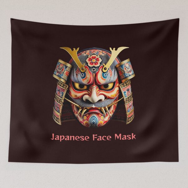Item preview, Japanese face mask, traditional Noh, Kabuki theater design designed and sold by WearitToday.