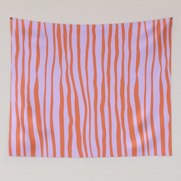 Item preview, Vertical retro wavy lines - orange and violet designed and sold by wackapacka.