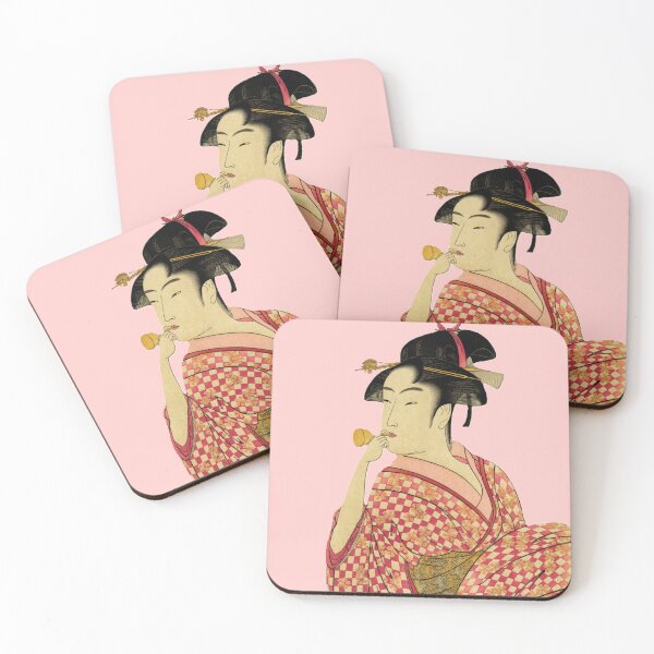 Item preview, UTAMARO 【Woman with a Glass Noisemaker】喜多川歌麿【ビードロを吹く女】 designed and sold by LOVEandPIECE-JP.