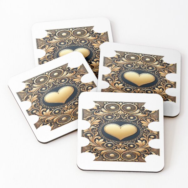 Item preview, Golden Love with Ornate Heart, Swirling Floral Patterns, and Luxurious Dark and Golden Contrast designed and sold by KreaDesignOne.