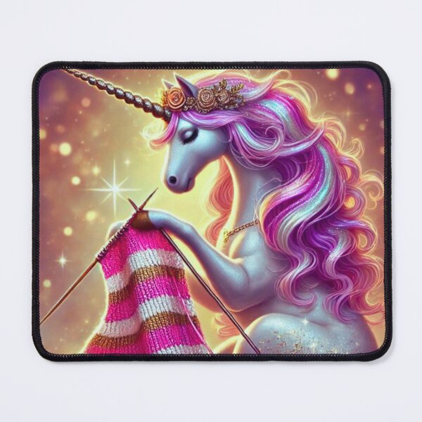 Item preview, white and Pink Knitting Shimmering Unicorn designed and sold by BackgroundND.