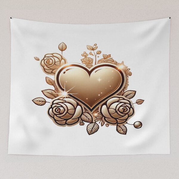 Item preview, Golden Love with Metallic Heart, Intricate Roses, and Luxurious Warm Gold Accents designed and sold by KreaDesignOne.
