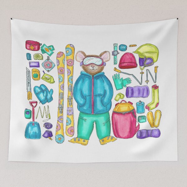 Item preview, Skiing Pika Watercolor Illustration with Gear designed and sold by Sockstomistic.