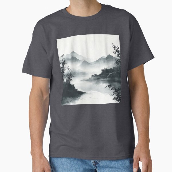 Vista previa del artículo con la obra «Una pintura con tinta al estilo Sumi-e de una escena asiática tradicional.», diseñado y vendido por FloridaFurworks.