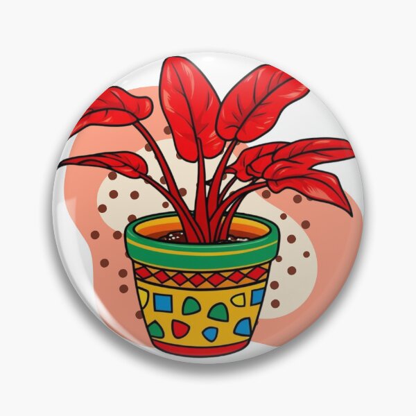 Item preview, Red Indoor House Flower Plant Round Sticker designed and sold by colorleafz.