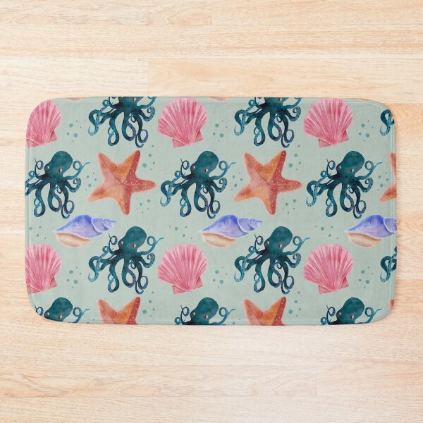 Item preview, Octopus with shells - Blue background designed and sold by Angela Dixon.