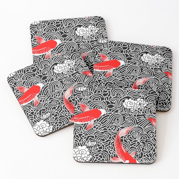 Item preview, Koi fish nishikigoi pattern Hiroshi Nagai Red designed and sold by Nightarcade.