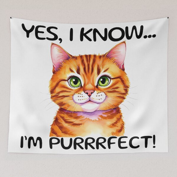 Item preview, Overconfident Orange Tabby Cat – "Yes, I Know... I'm Purrrfect!" Watercolor Cartoon designed and sold by Fredster1966.