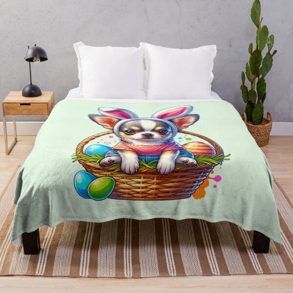 Item preview, Adorable Chihuahua Wearing Bunny Ears in Easter Basket Full of Eggs designed and sold by 2ndSketch.