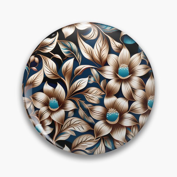 Item preview, Elegant Floral Pattern with Teal and Turquoise Accents on Dark Canvas designed and sold by Juliette Ozkalfayan.