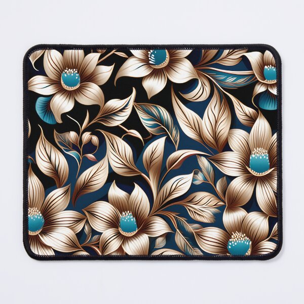 Item preview, Elegant Floral Pattern with Teal and Turquoise Accents on Dark Canvas designed and sold by Juliette Ozkalfayan.