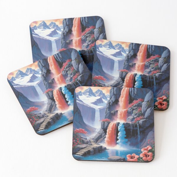 Item preview, Mountain Falls; Frozen,Orange And Blue Pouring Over The Top designed and sold by Melantari Vizuns.