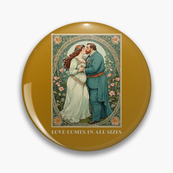 Item preview, Plus Size Valentines Love Comes in All Sizes Couple Kissing Art Nouveau Art Deco Nature Floral Retro designed and sold by SteamParliament.