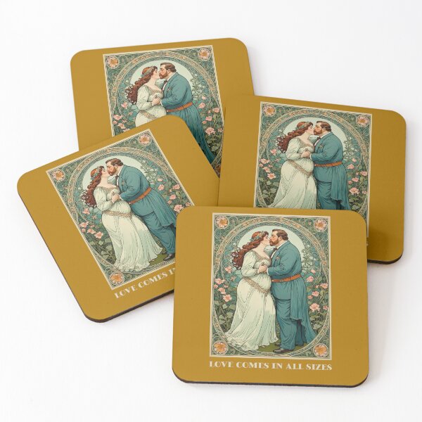 Item preview, Plus Size Valentines Love Comes in All Sizes Couple Kissing Art Nouveau Art Deco Nature Floral Retro designed and sold by SteamParliament.