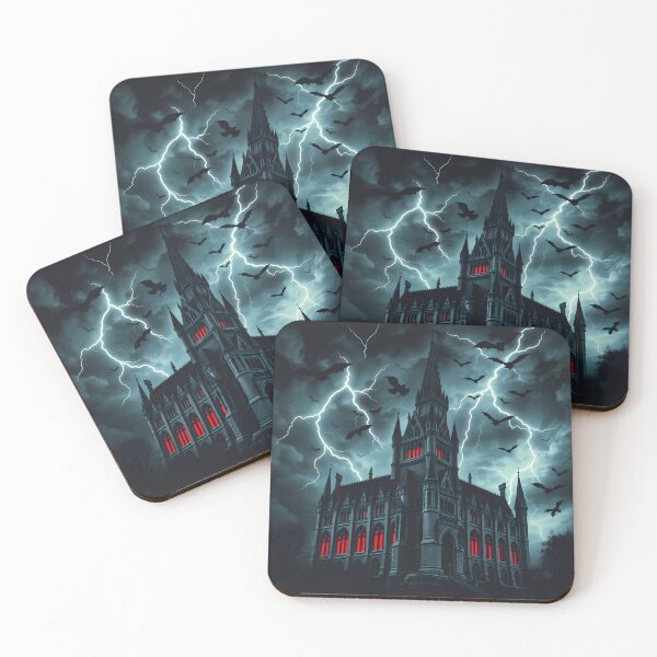 Item preview, Gothic Castle Silhouette: A Haunting Vision Against the Storm designed and sold by zoughlal.