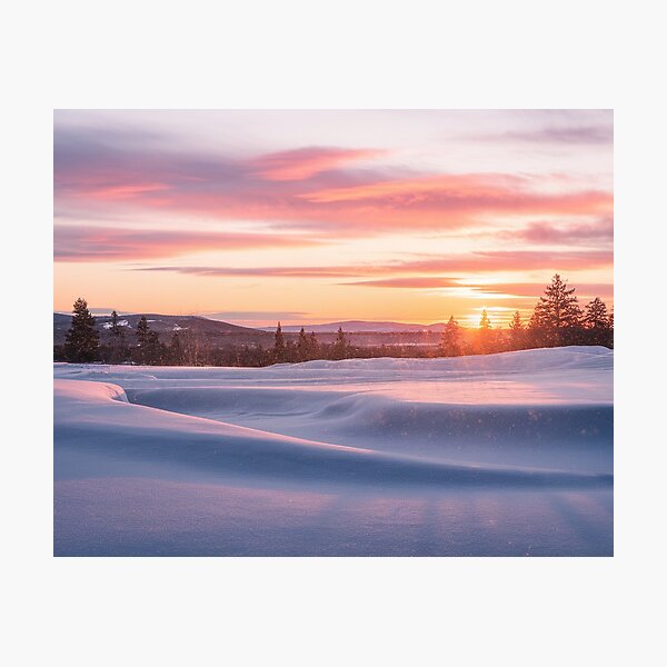 Item preview, Breathtaking Winter Sunset Over Snowy Landscape and Mountains designed and sold by AnimalAirtistry.
