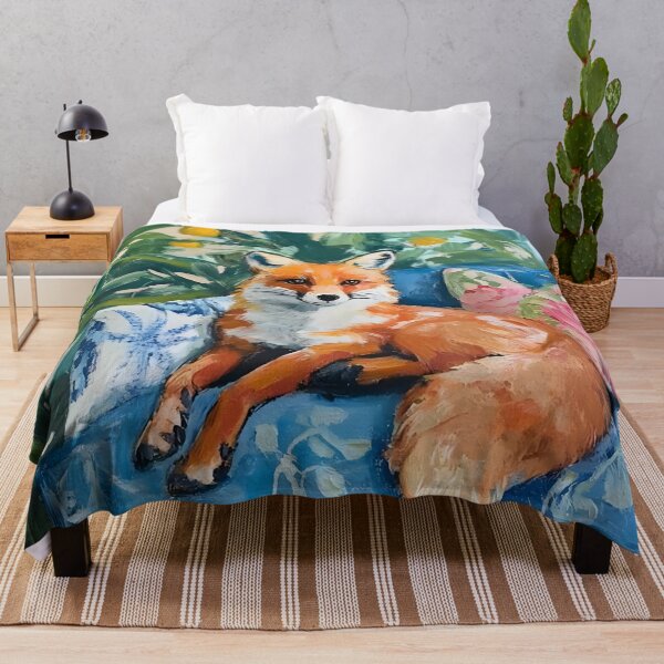 Item preview, Fox on a blue sofa, oil painting designed and sold by SophieClimaArt.