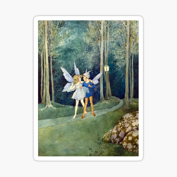 Vista previa del artículo con la obra «Pareja de hadas - Ida Rentoul Outhwaite», diseñado y vendido por forgottenbeauty.