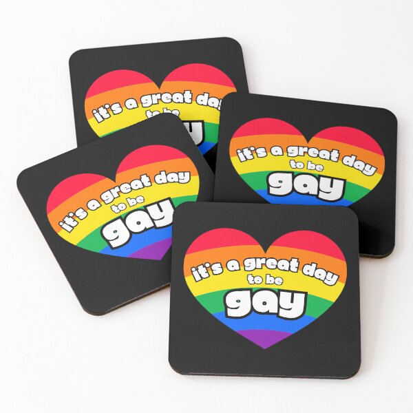Aperçu de l'œuvre C'est un grand jour pour être gay - Journée de la fierté 2025 - Design LGBTQIA+ en forme de cœur arc-en-ciel créée et vendue par Kristalin Glass.